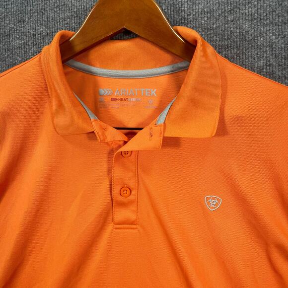 AriatTek Polo Shirt Heat Series Men's XL Orange Short Sleeve Casual Stretch - Picture 4 of 12